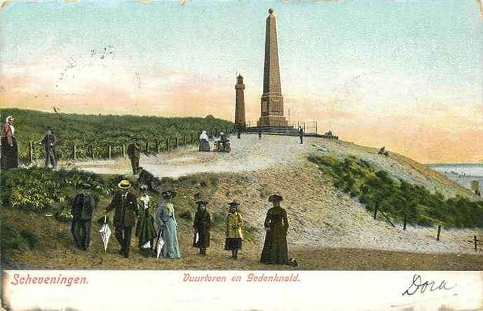 301-022-049 Scheveningen Vuurtoren en Gedenknald, Verzenden, Voor 1920, Zuid-Holland