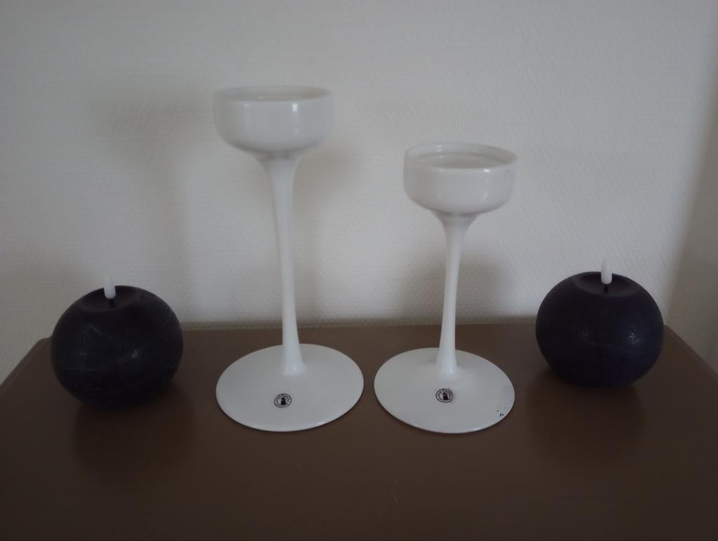 Retro Vintage Ikea Blomster kandelaars melkglas theelichtje, Ophalen of Verzenden, Overige materialen, Minder dan 25 cm