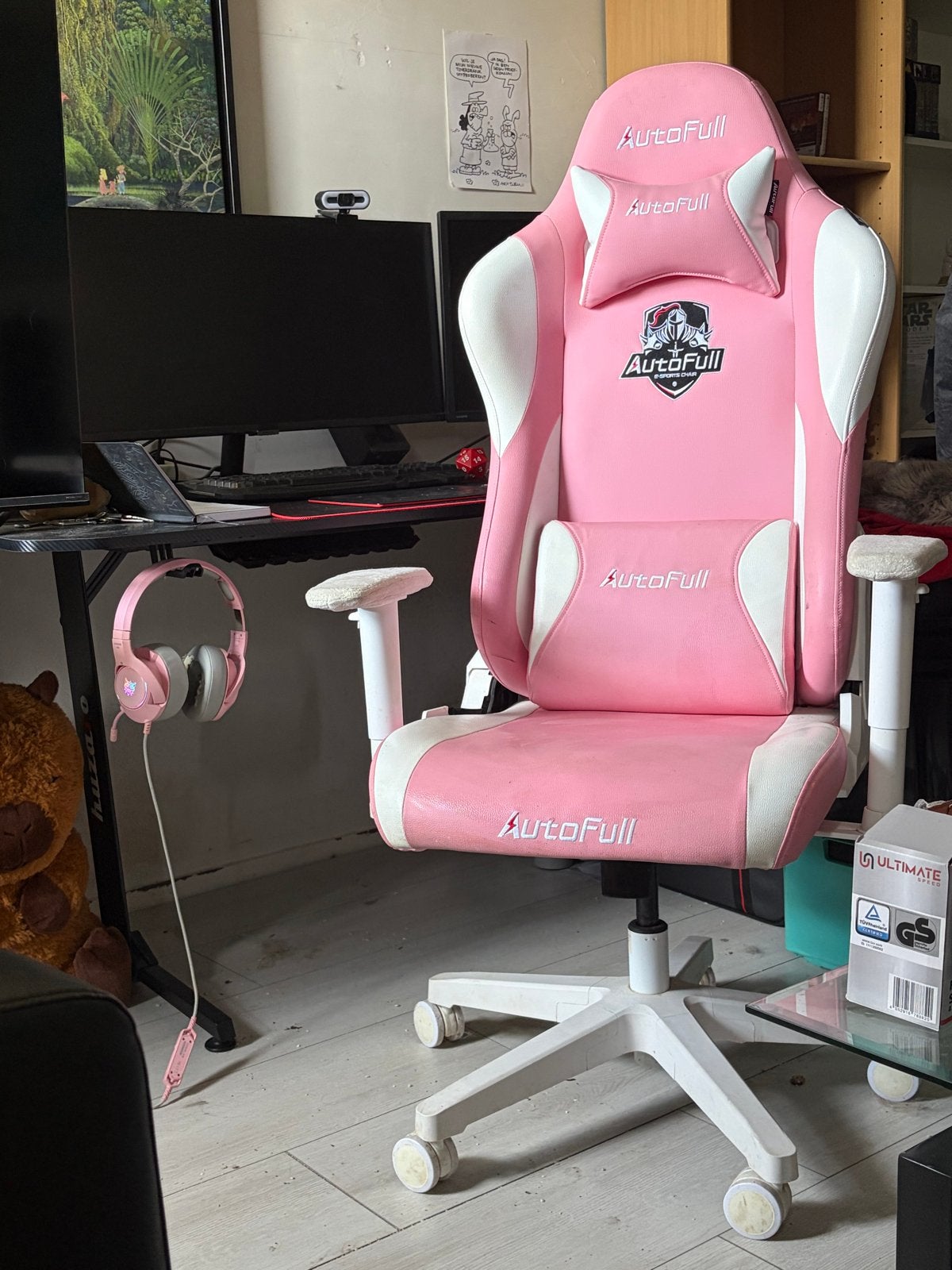 Roze AutoFull Gaming Bureaustoel - Zo goed als nieuw, Ophalen, Zo goed als nieuw, Roze, Bureaustoel