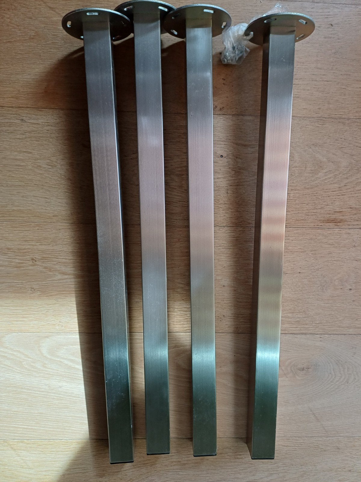4 rvs tafelpoten, Huis en Inrichting, Ophalen, Rond, 50 tot 100 cm, Minder dan 50 cm