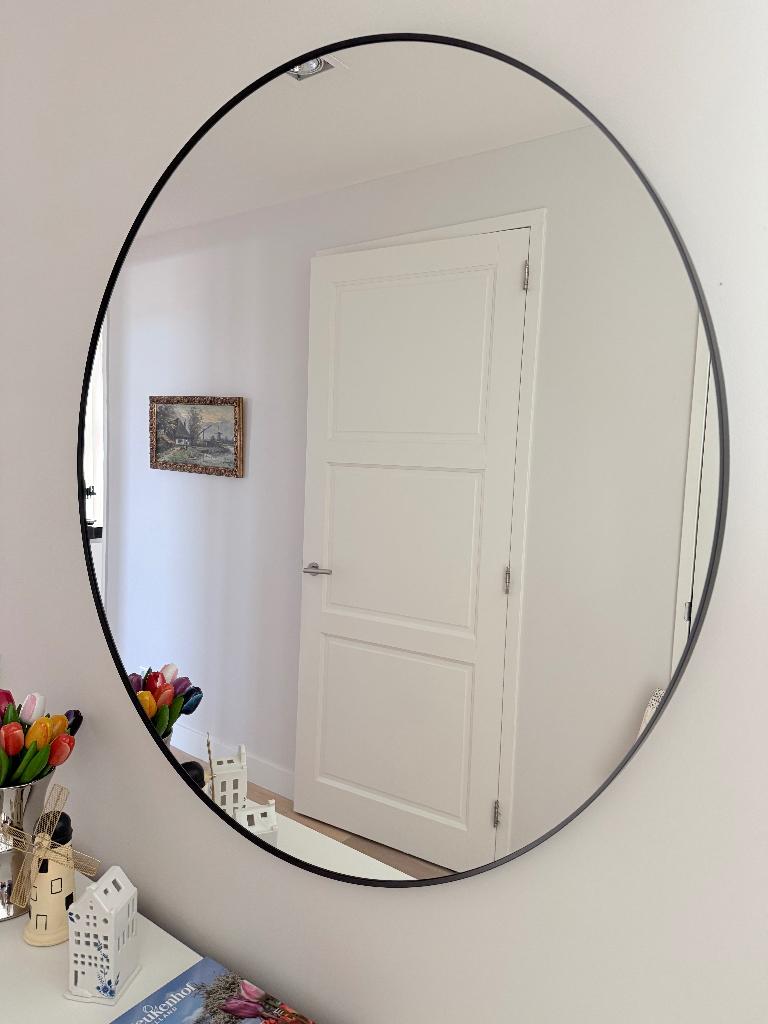 IKEA LINDBYN round mirror, 110cm, Ophalen, 100 tot 150 cm, Rond, Zo goed als nieuw