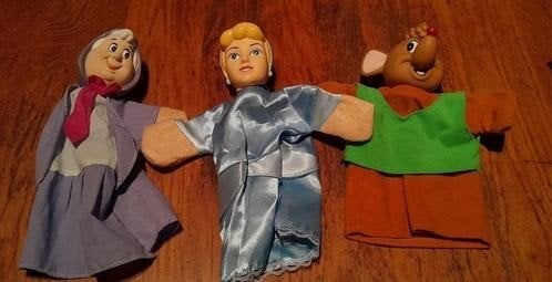 Set van 3 vintage poppenkast poppen cinderella fee muis, Ophalen of Verzenden, Gebruikt, Overige typen