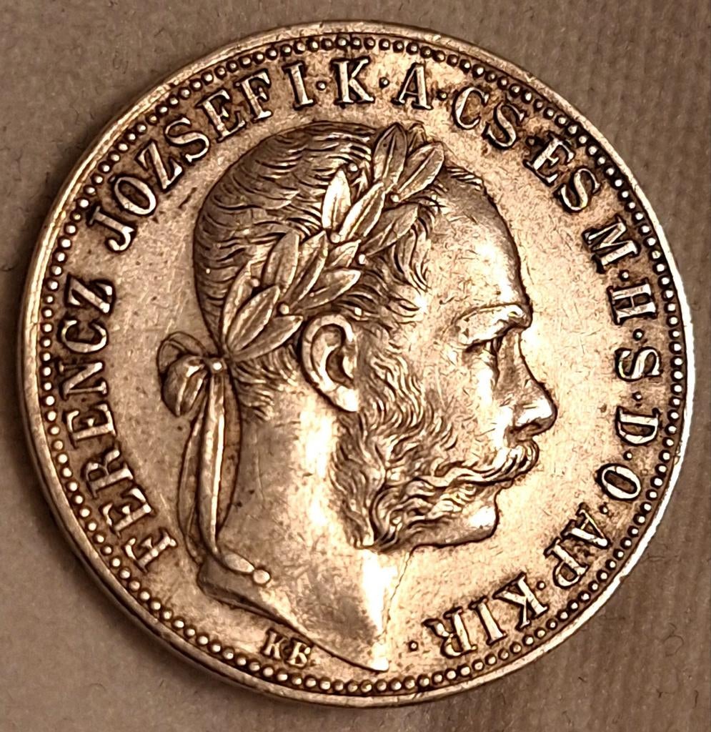 1887 Hongaarse 1 Forint Munt - Frans Jozef I Zilver, Verzenden, Hongarije, Losse munt, Zilver