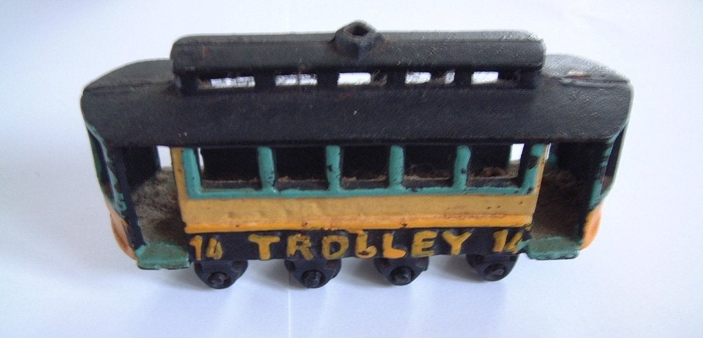 oude gietijzer gietijzeren Trolley bus 14 trollybus trein, Ophalen of Verzenden, Zo goed als nieuw