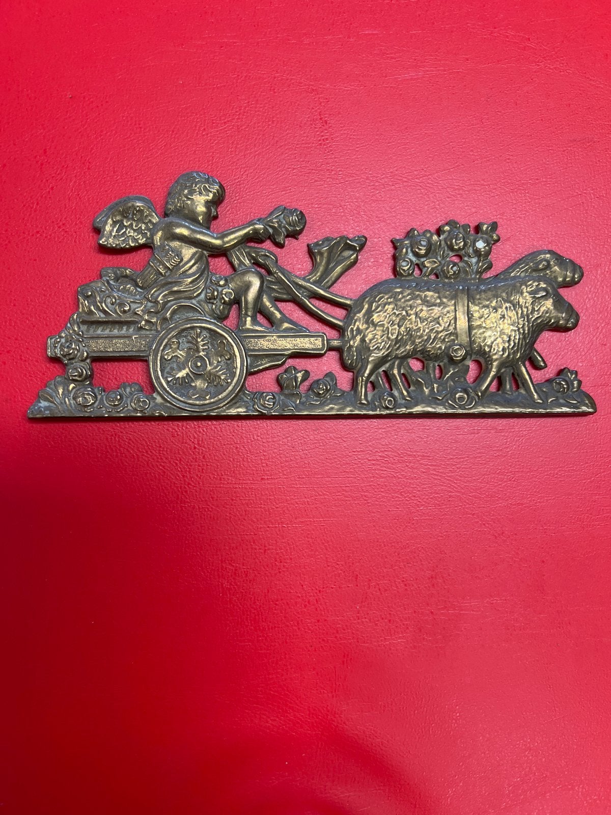 Koperen ornament met engel / putti, Antiek en Kunst, Ophalen of Verzenden, Koper