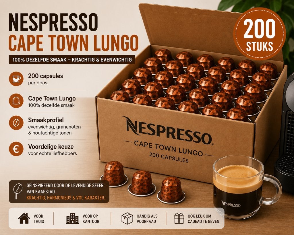 Nespresso Original Cape Town Lungo - 200 losse capsules, Verzenden