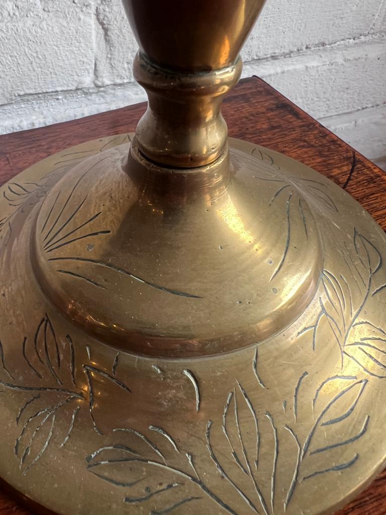 Vintage Messing Kandelaber met Oosterse Motieven, Ophalen of Verzenden, Koper of Brons