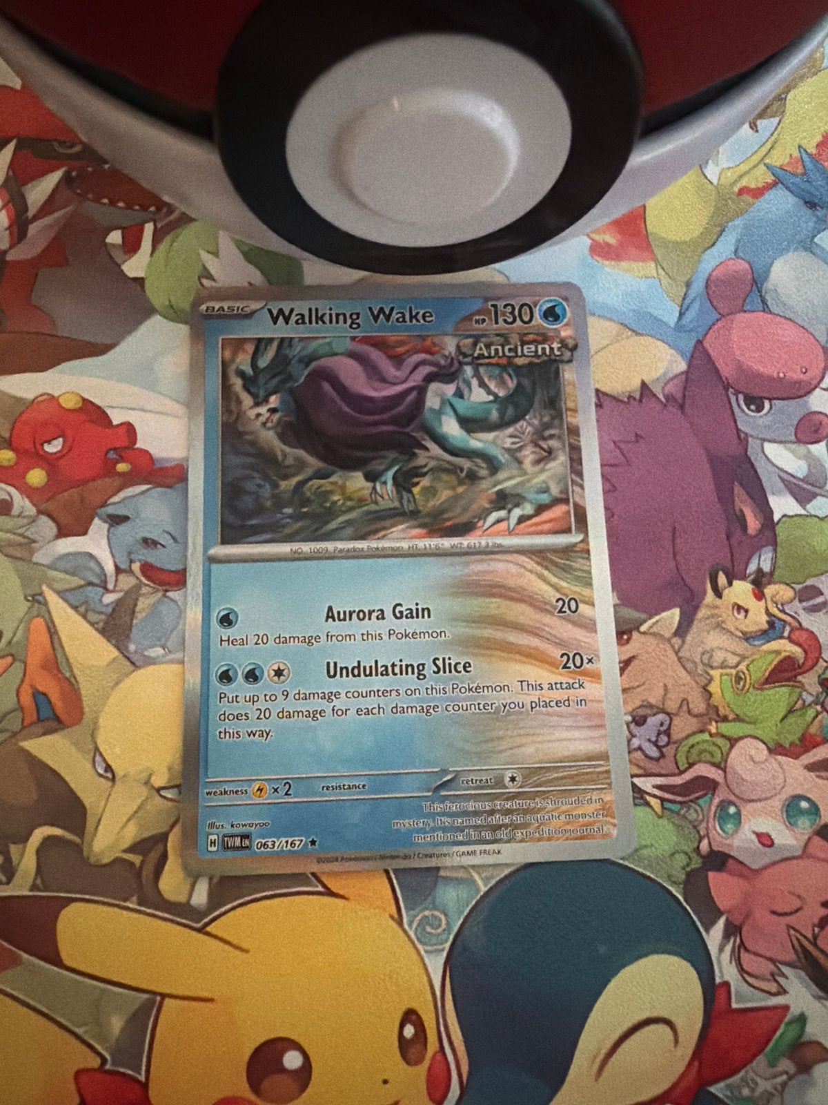 Walking Wake 063/167 Holo Pokémon kaart -Twilight Masquerade, Ophalen of Verzenden, Zo goed als nieuw, Losse kaart, Foil