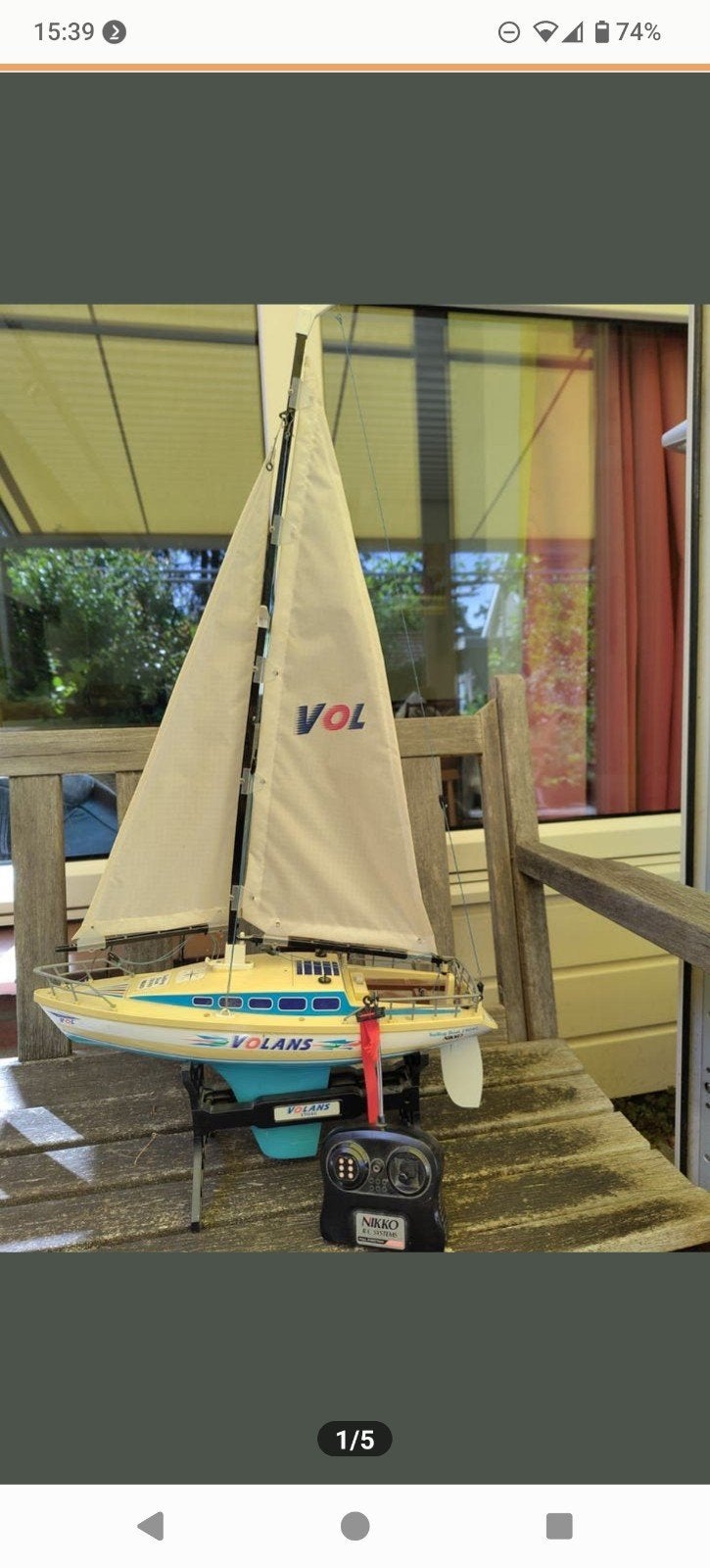 Radiografisch bestuurbare zeilboot., Ophalen of Verzenden, Gebruikt, Groter dan 1:32