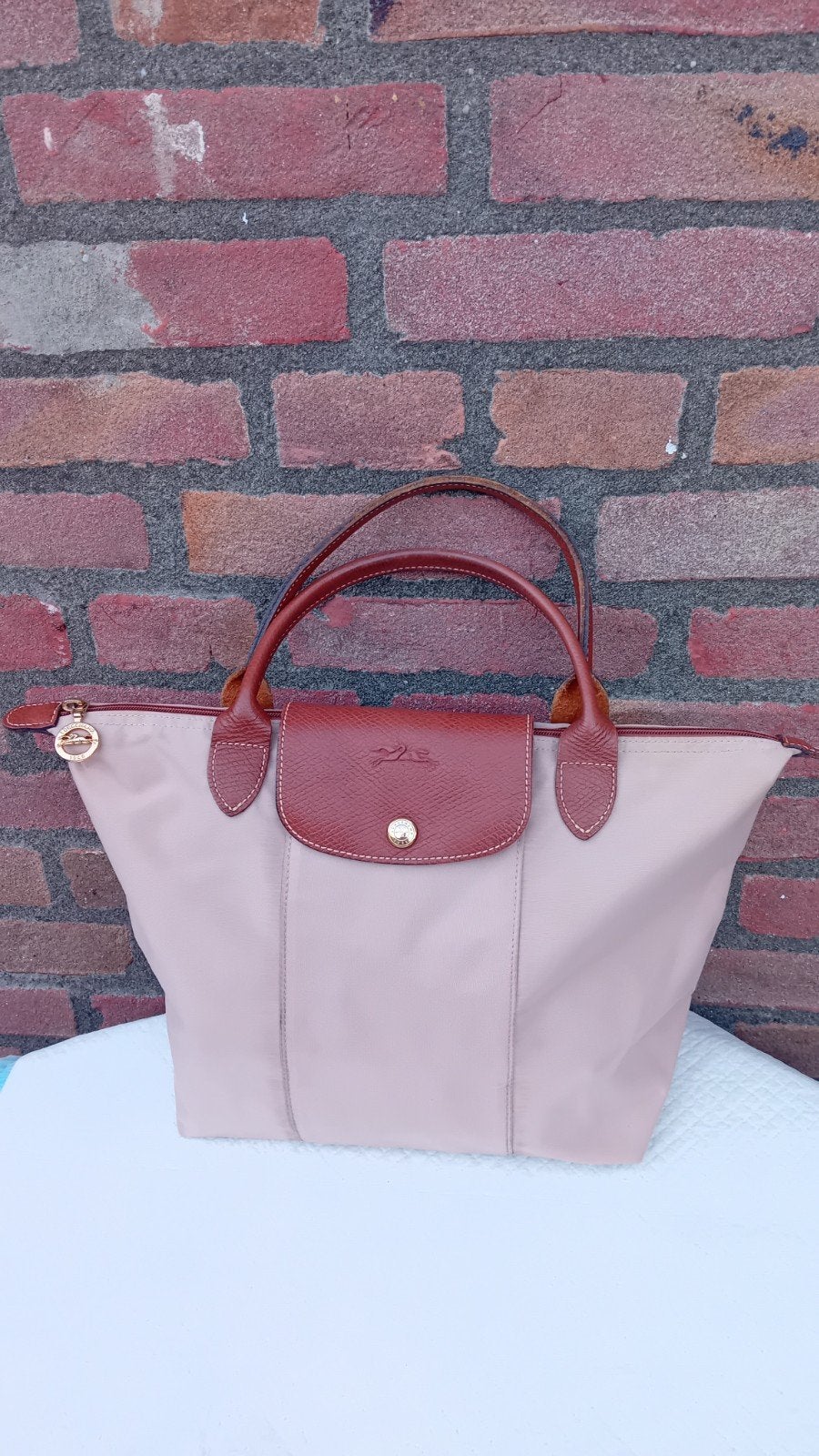 Longchamp Le Pliage tas, poeder/oudroze, uitstekende staat, Ophalen of Verzenden, Gebruikt, Roze, Handtas