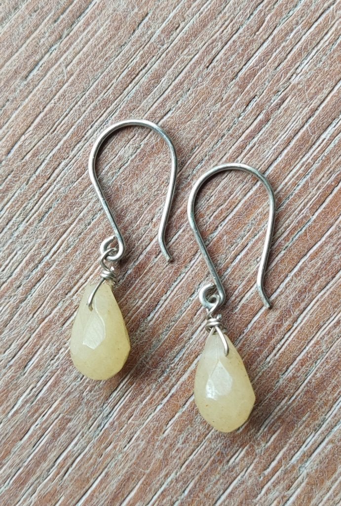 handgemaakte oorbellen echt zilver en gele jade, Sieraden, Tassen en Uiterlijk, Oorbellen, Hangers, Verzenden, Geel, Nieuw