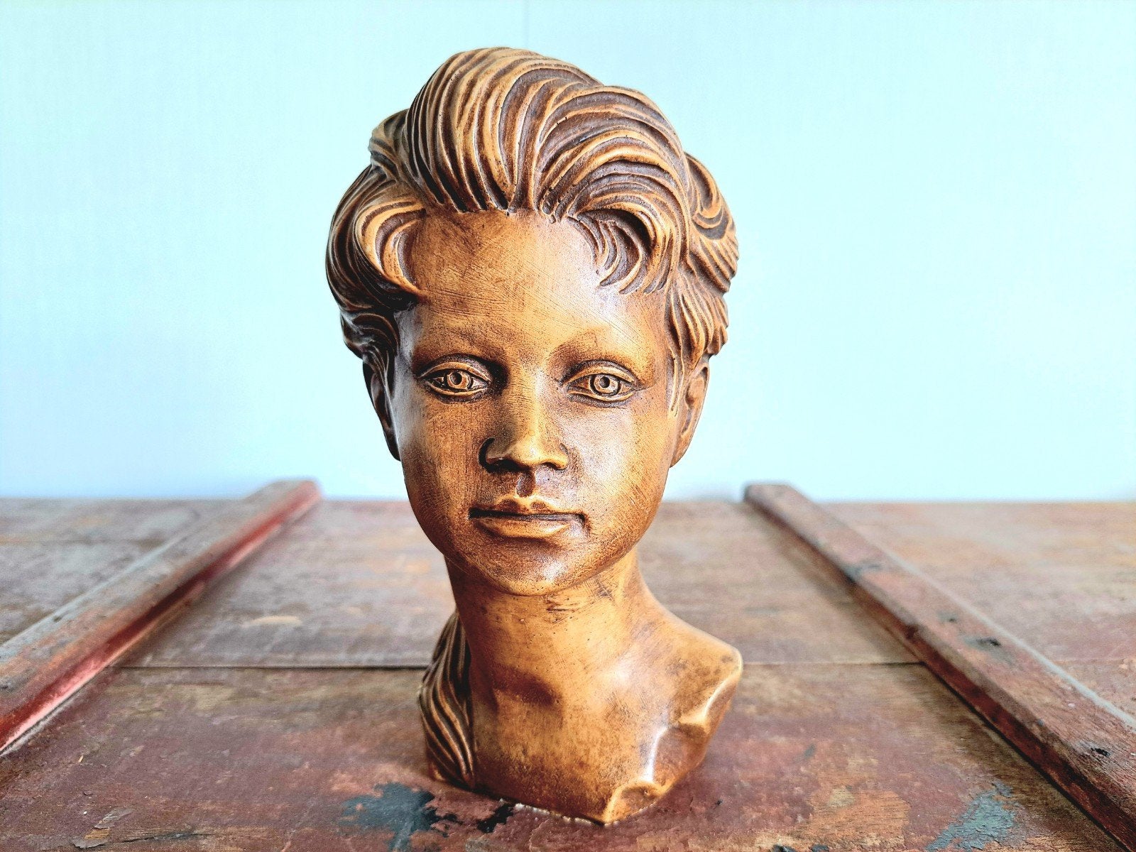 Vintage Art Deco borstbeeld van een meisje, Minder dan 20 cm, Buste, Ophalen of Verzenden, Gemerkt