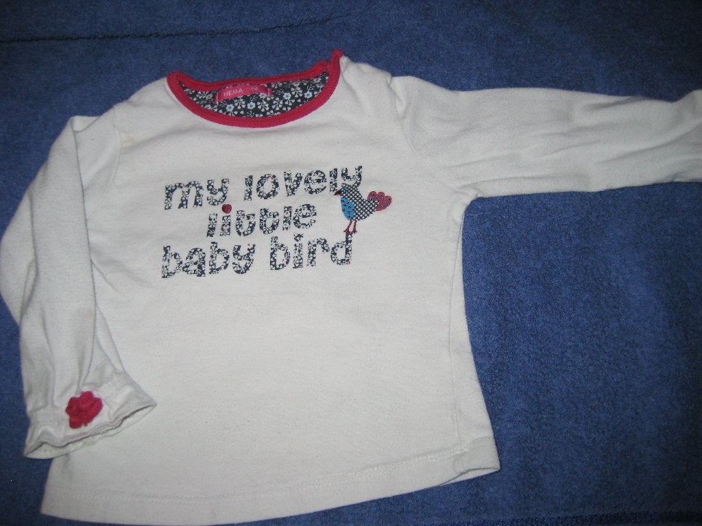 Wit meisjesshirt, 74, HEMA, Ophalen of Verzenden, Zo goed als nieuw, Meisje, Shirtje of Longsleeve