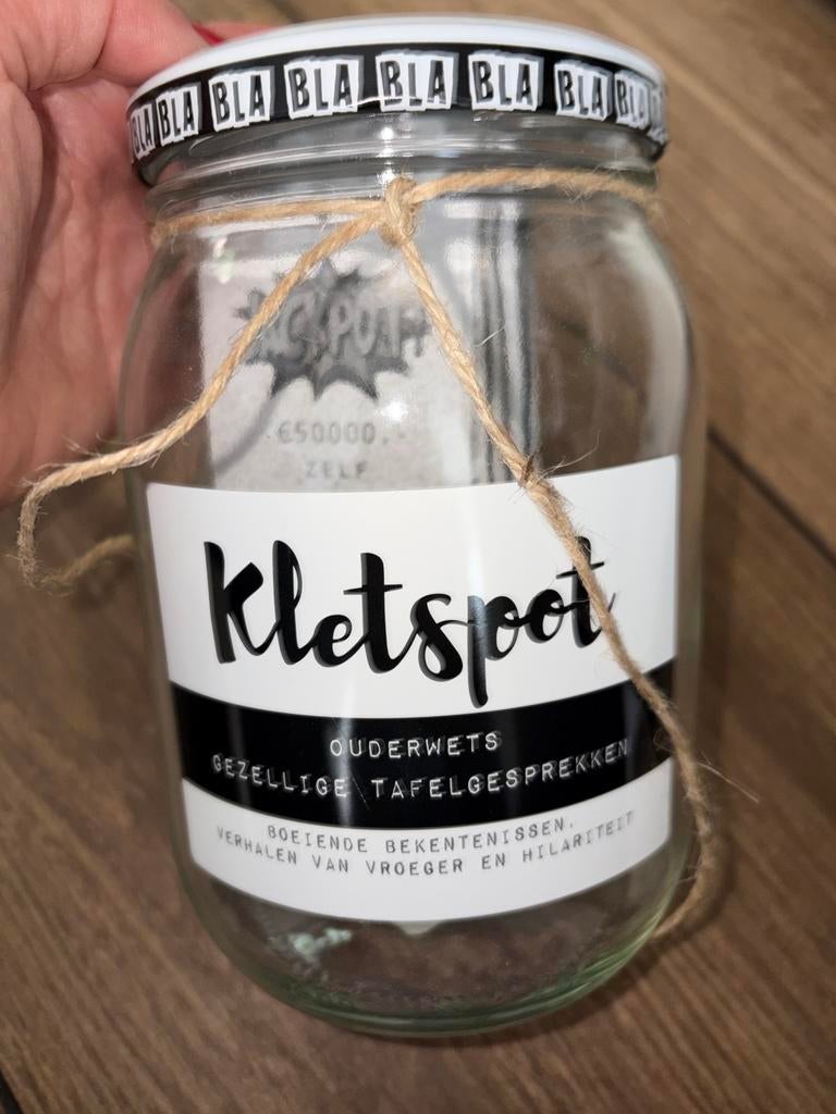 Gratis af te halen: Kletspot voor gezellige tafelgesprekken, Ophalen of Verzenden, Nieuw, Wit, Glas