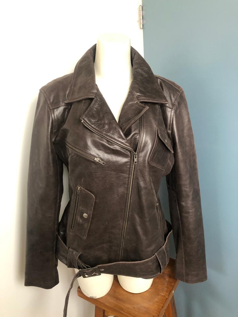 Ferganza bruin leren leer jas jack 40, Kleding | Dames, Jassen | Winter, Zo goed als nieuw, Maat 38/40 (M), Bruin, Ophalen of Verzenden
