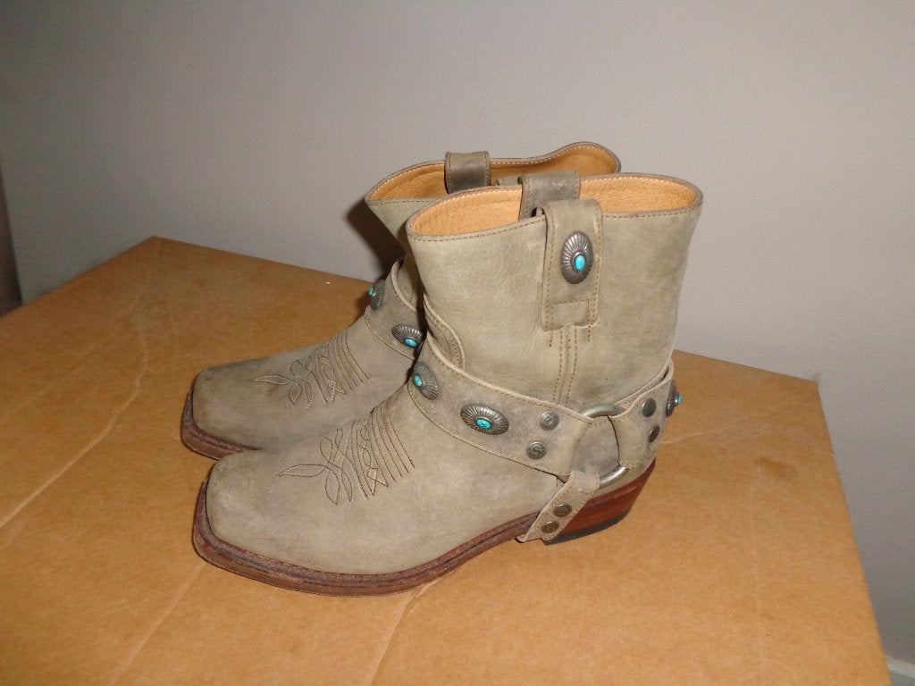 stoere dameslaarzen met turqouise steentjes van Sendra, maat, Bruin, Lage of Enkellaarzen, Ophalen of Verzenden, Zo goed als nieuw