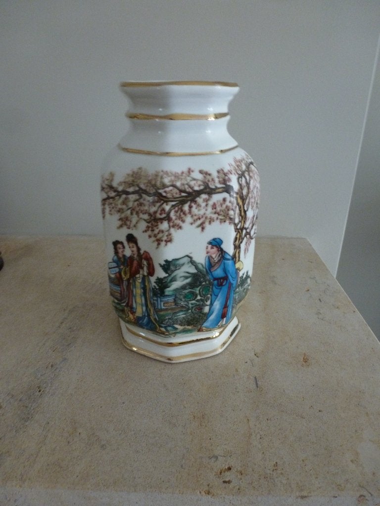 Japanse Geisha Vaas (8 hoekig), Antiek en Kunst, Ophalen of Verzenden