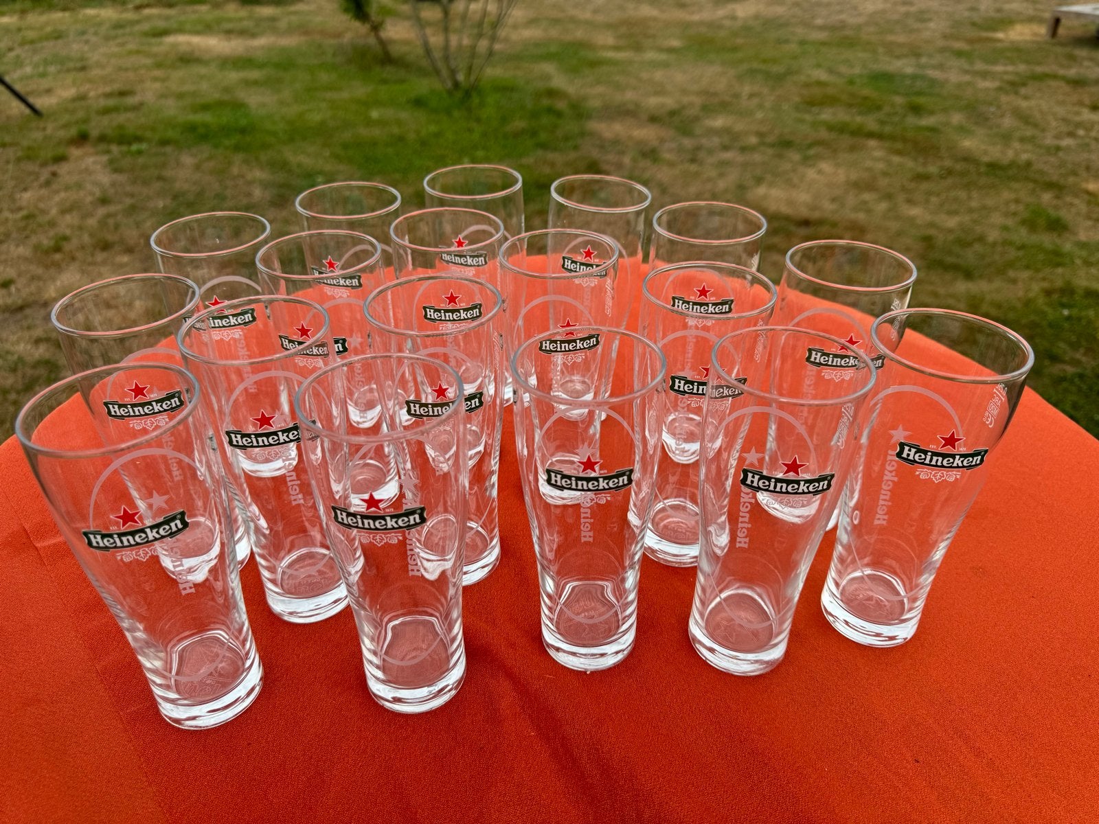 18 Heineken bierglazen, Ophalen, Gebruikt, Meerkleurig, Glas