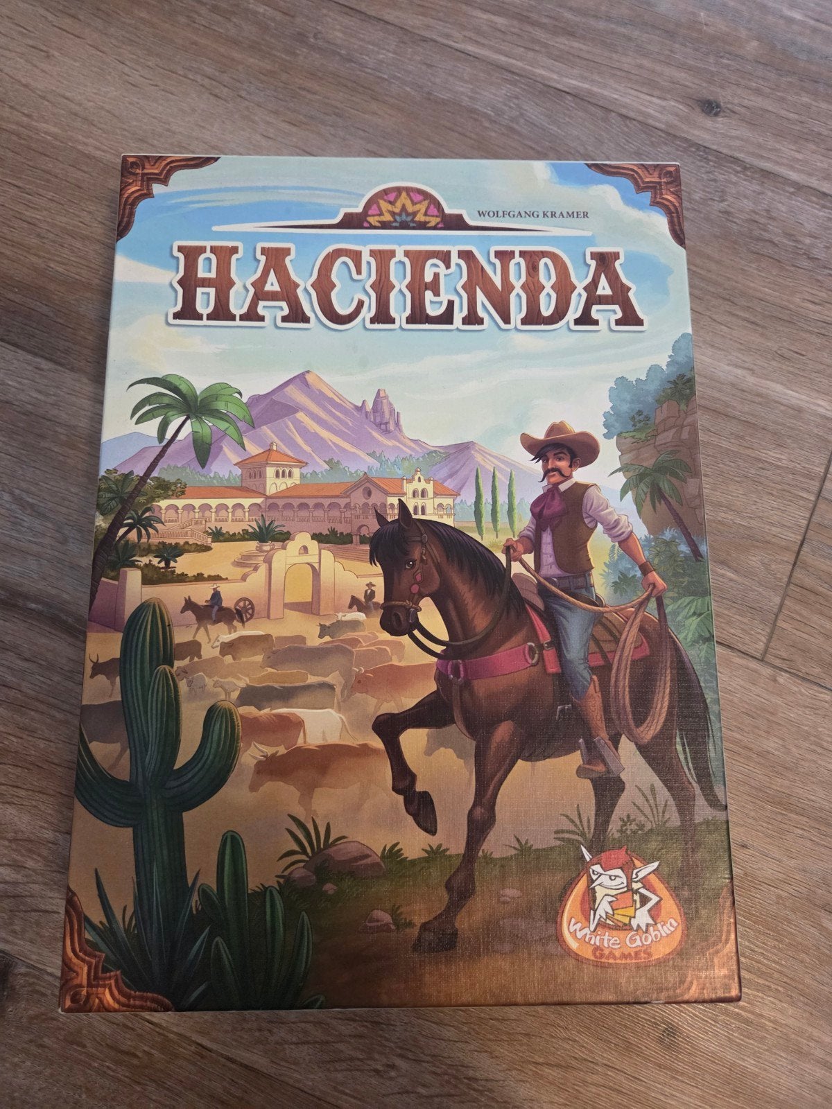 Hacienda bordspel - White Goblin Games (zo goed als nieuw), Ophalen of Verzenden, Zo goed als nieuw, White Goblin Games