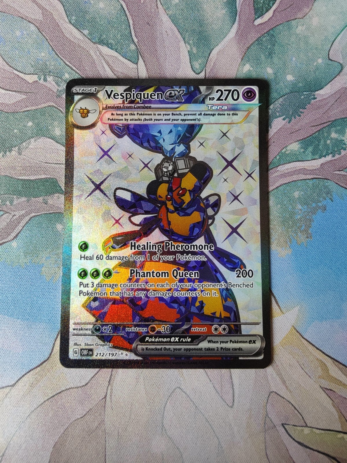 Pokemon obsidian flames vespiquen ex full art 212/197, Ophalen of Verzenden, Nieuw, Losse kaart, Foil