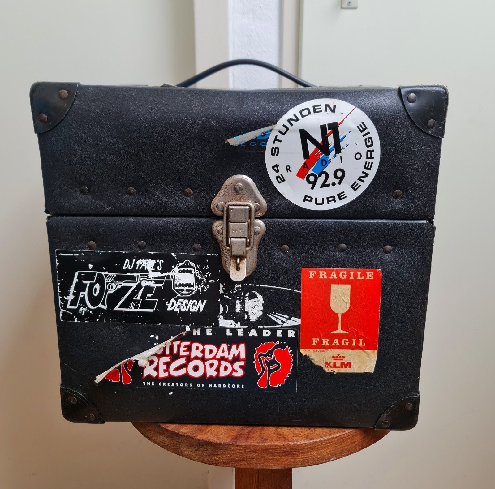 Vintage DJ platenkoffer vinyl flightcase  hardcore/gabber, Ophalen, Gebruikt