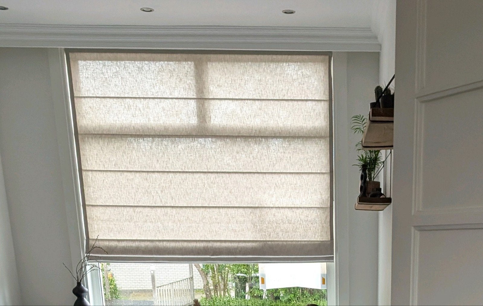 Semi-transparant Vouwgordijn - beige, Overige merken, Ophalen of Verzenden, Zo goed als nieuw, Vouwgordijn