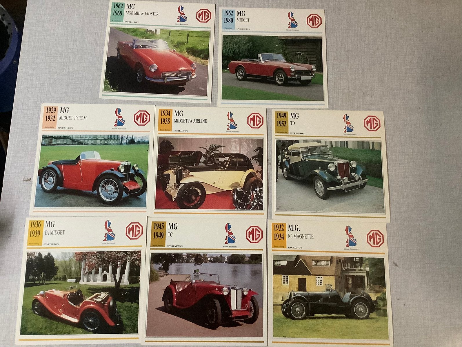 Verschillende oldtimer MG kaarten, Ophalen of Verzenden, Zo goed als nieuw, Overige merken