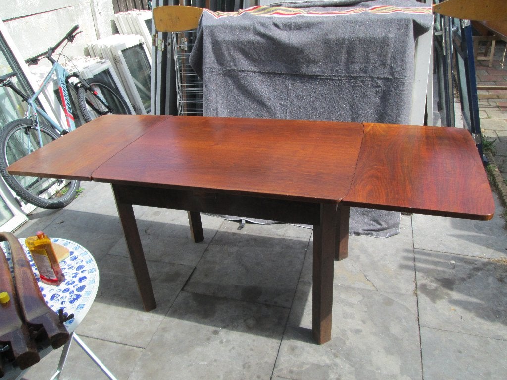Vintage / Uitschuifbare eettafel 60er jaren / Massief hout, Huis en Inrichting, Tafels | Eettafels, Ophalen, Gebruikt, Vintage
