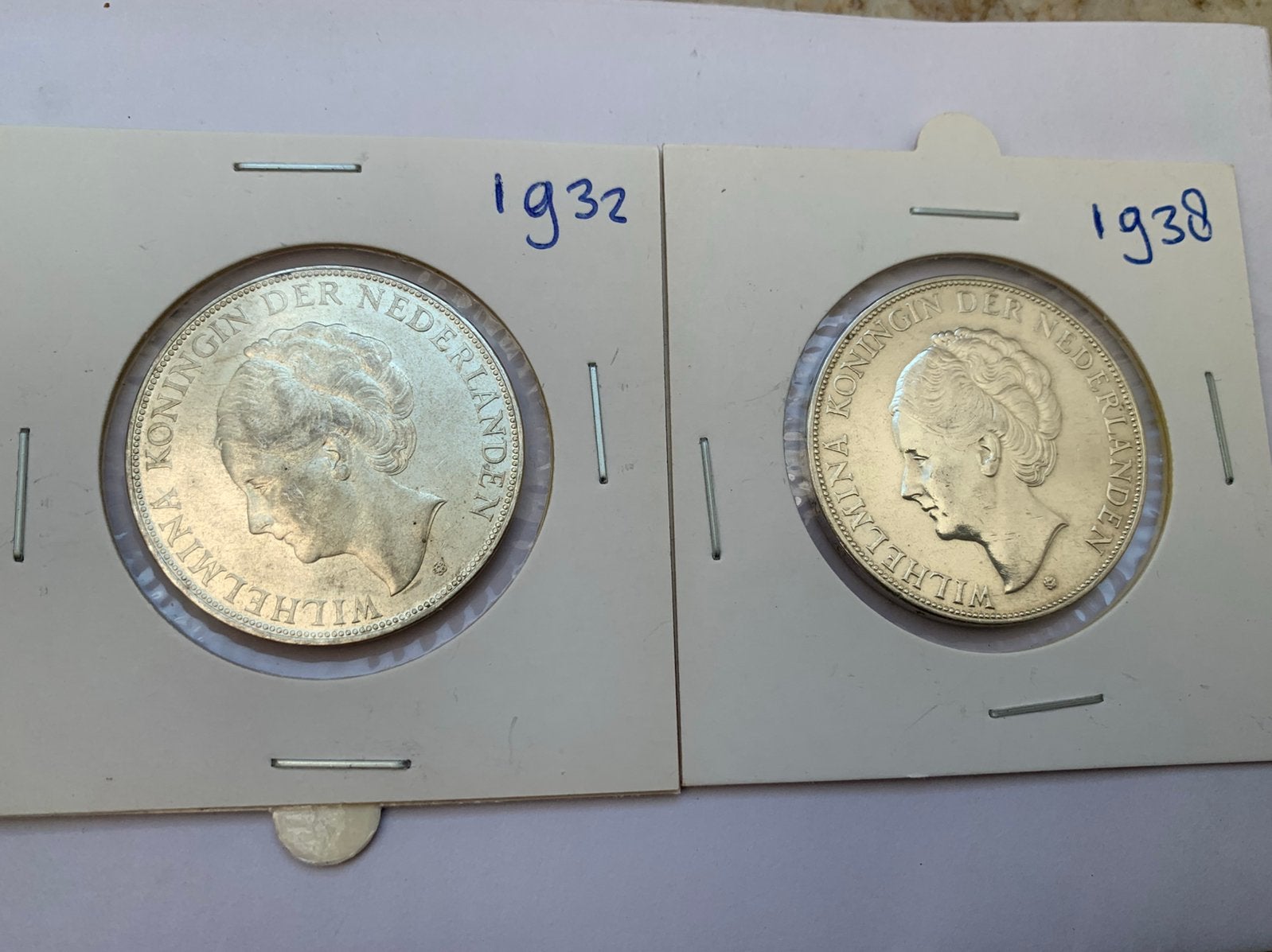 2 Zilveren rijksdaalders wilhelimina 1932 en 1938, Ophalen of Verzenden, Koningin Wilhelmina, 2½ gulden