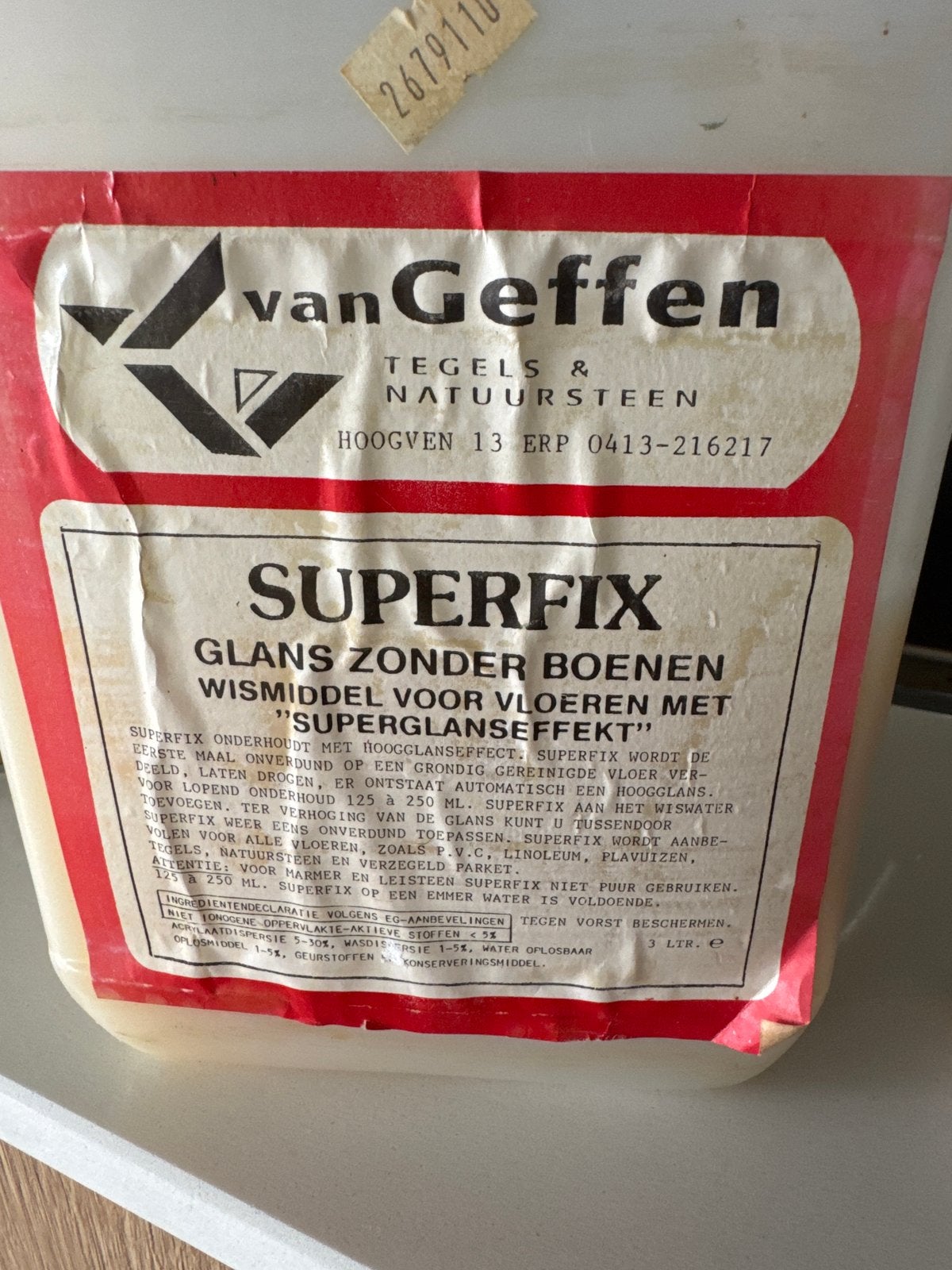 Superfix Glans Zonder Boenen Vloeronderhoudsmiddel 3L, Overige typen, Nieuw, Ophalen of Verzenden, 10 m² of meer