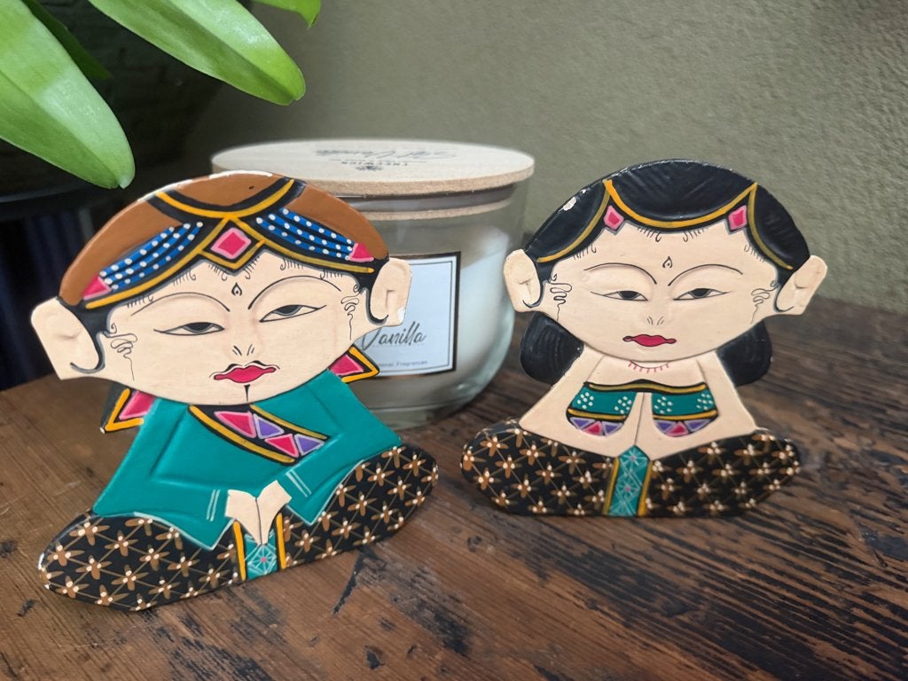 Beeldjes uit India man vrouw handbeschilderd, Verzamelen, Beelden en Beeldjes, Ophalen of Verzenden, Gebruikt, Mens