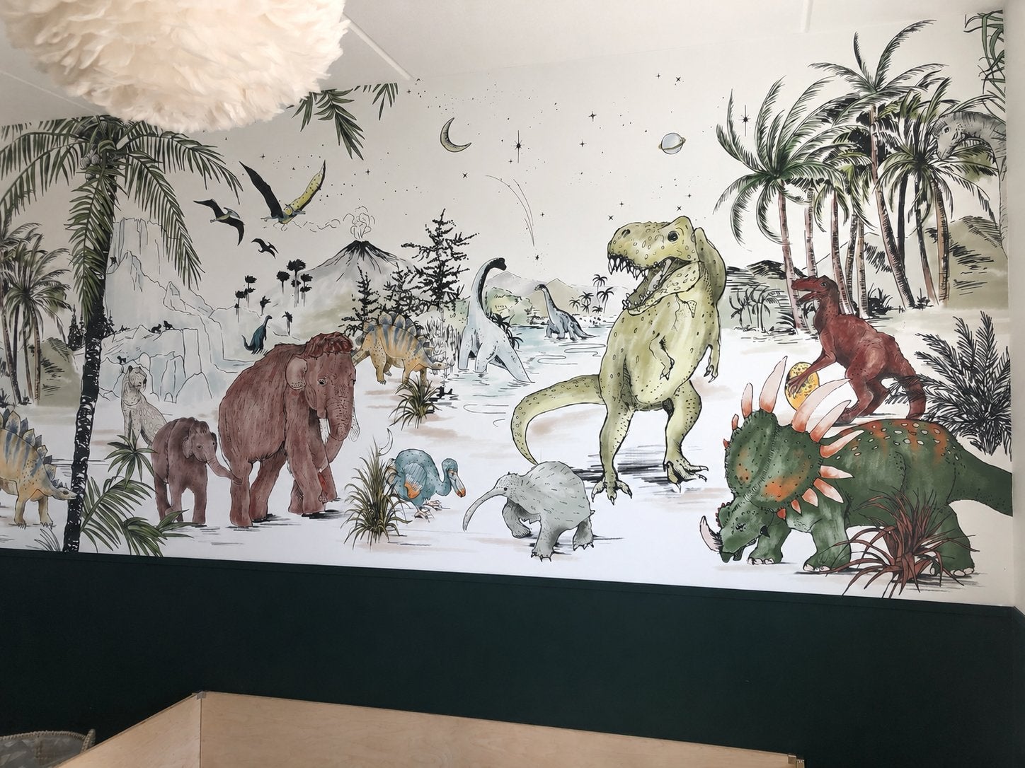 Behang Annet Weelink - Dinosaurus patroon - dino, Ophalen of Verzenden, Wit