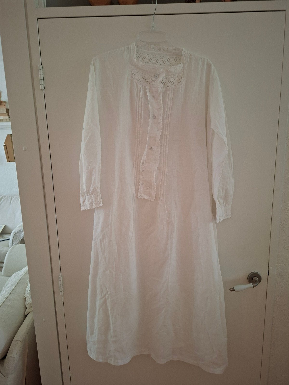 Vintage lang wit nachthemd, Ophalen of Verzenden, Zo goed als nieuw, Maat 38/40 (M)