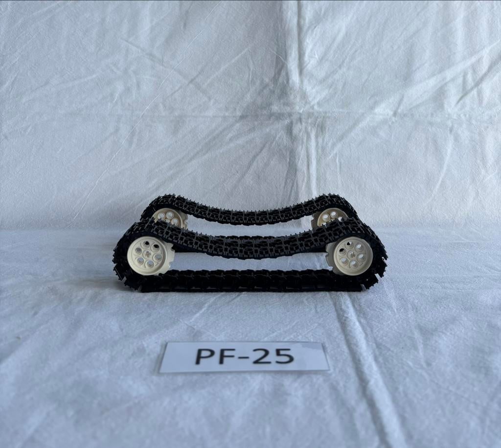 Lego 2 Rupsbanden zwart met 4 witte Wielen - PF-25, Lego, Lego, Lego, Ophalen of Verzenden