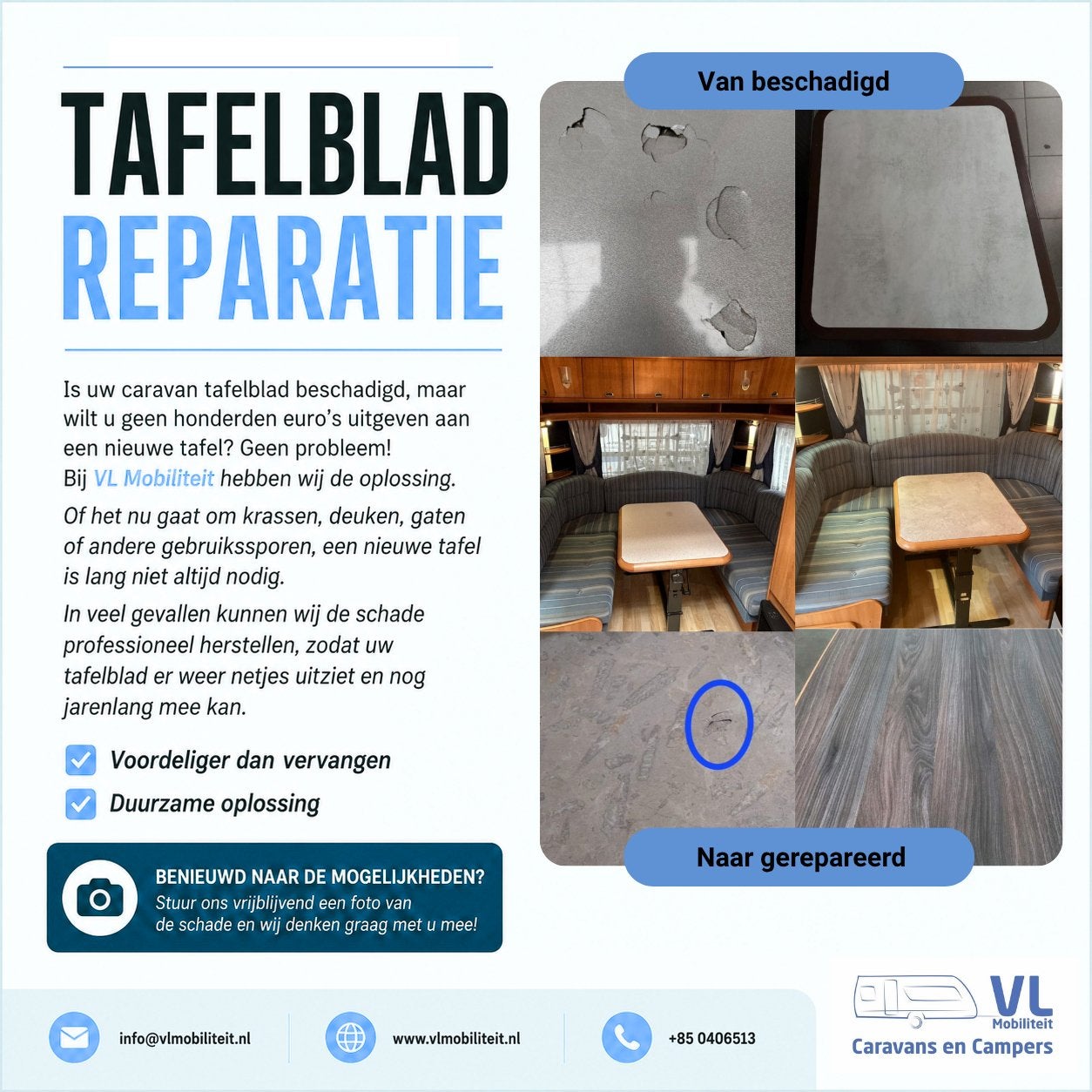 Caravan tafelblad reparatie, Caravans en Kamperen, Caravan accessoires, Ophalen