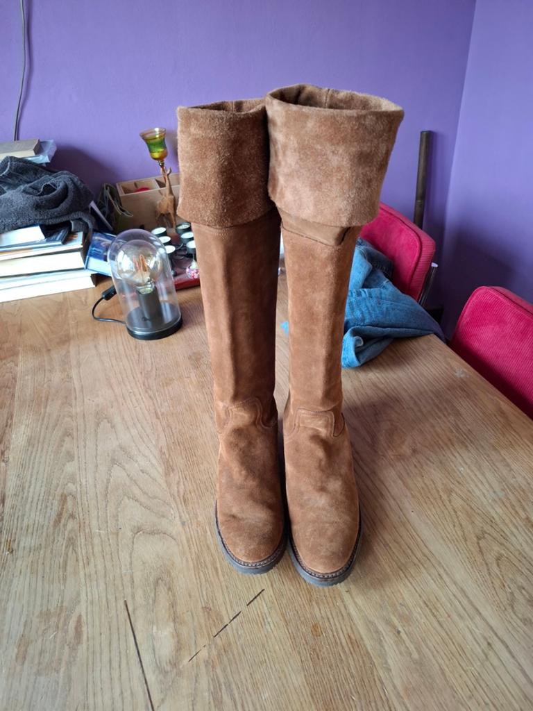 Sendra Overknee Laarzen Maat 40 - Bruin Suède, Bruin, Ophalen of Verzenden, Zo goed als nieuw, Hoge laarzen