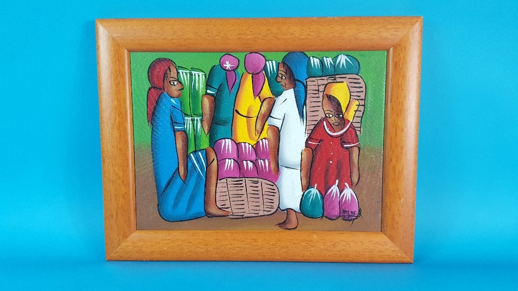 Prachtig kleurrijk schilderij op canvas, Markt Afrika. 6C7, Tweedehands verkoop, Tweedehands verkoop, Gebruikt, Ophalen of Verzenden
