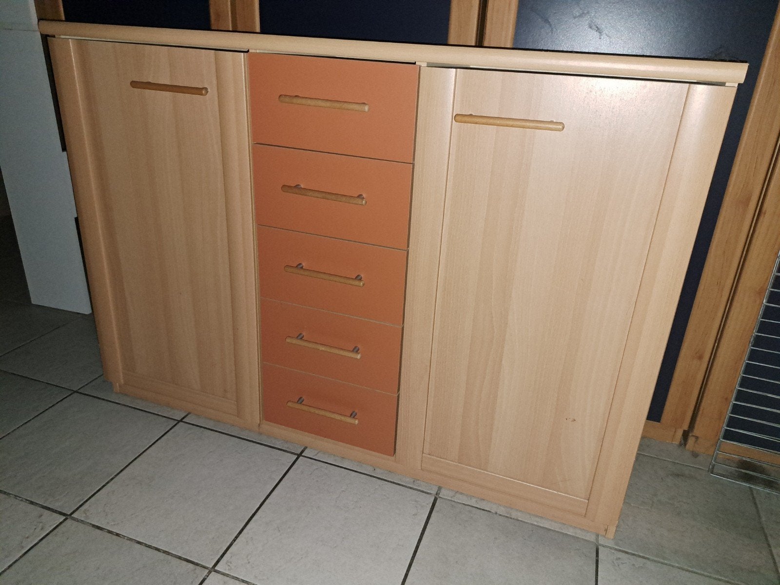 Dressoir commode beukenkleur, Ophalen, 100 tot 150 cm, Met lade(s), Zo goed als nieuw