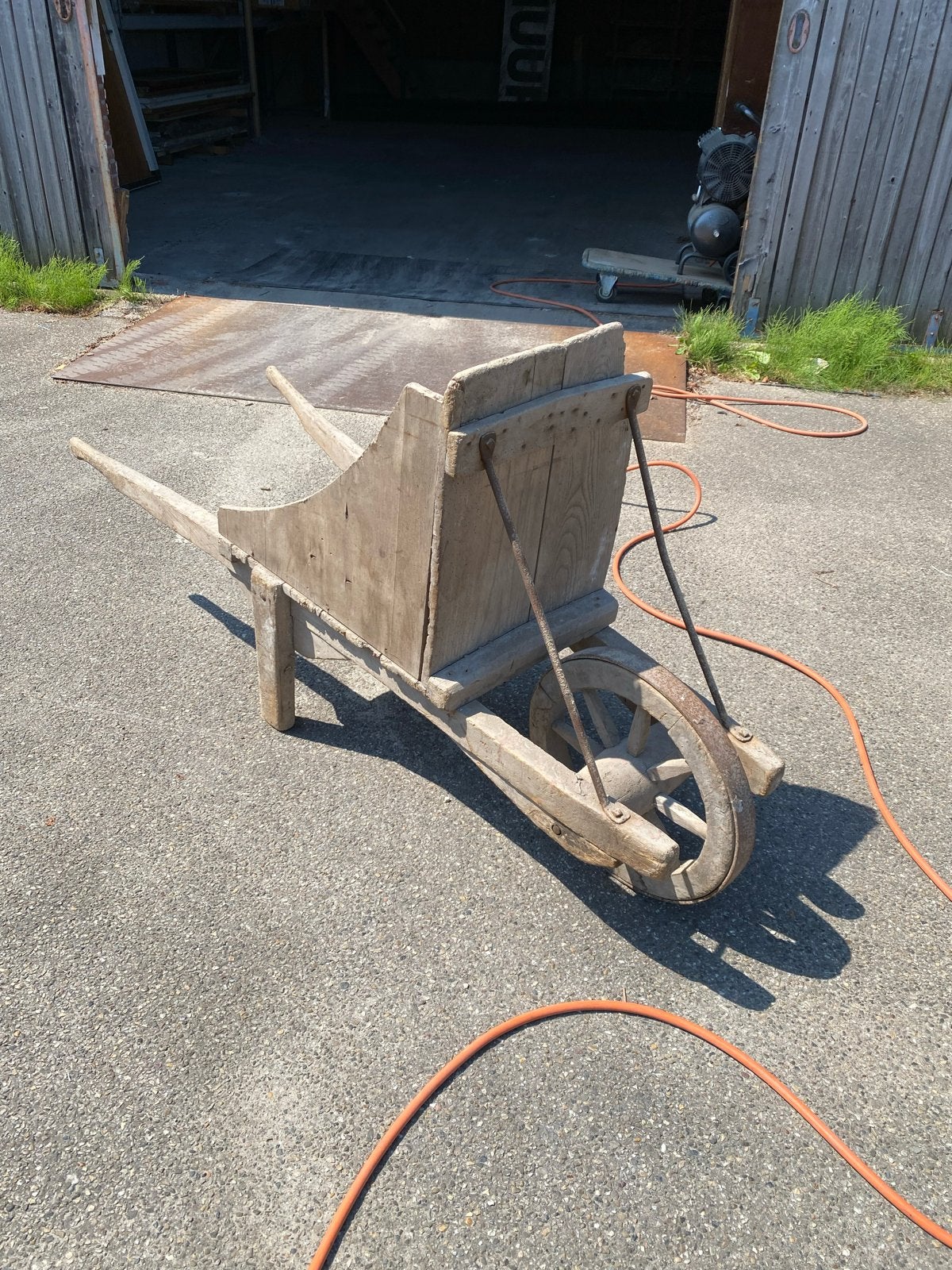 Houten steenkruiwagen - decoratie of versiering, Ophalen, Gebruikt, Handmatig, Eenwielig