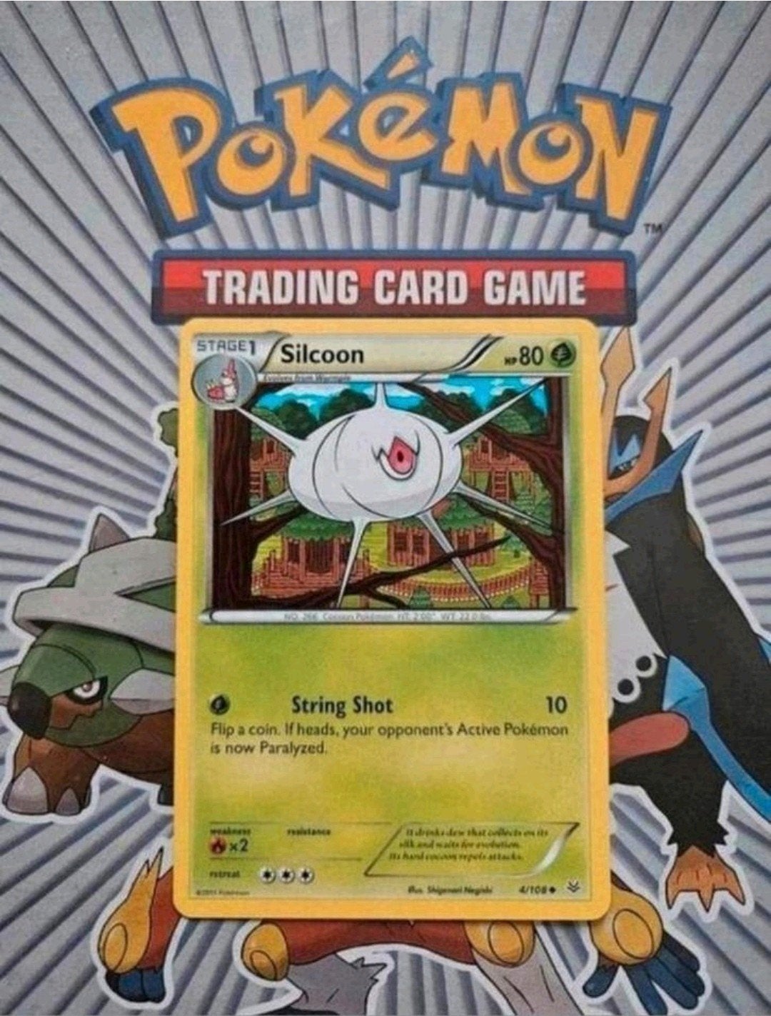Silcoon 4/108 XY Roaring Skies pokemon kaart nm, Ophalen of Verzenden, Zo goed als nieuw, Losse kaart