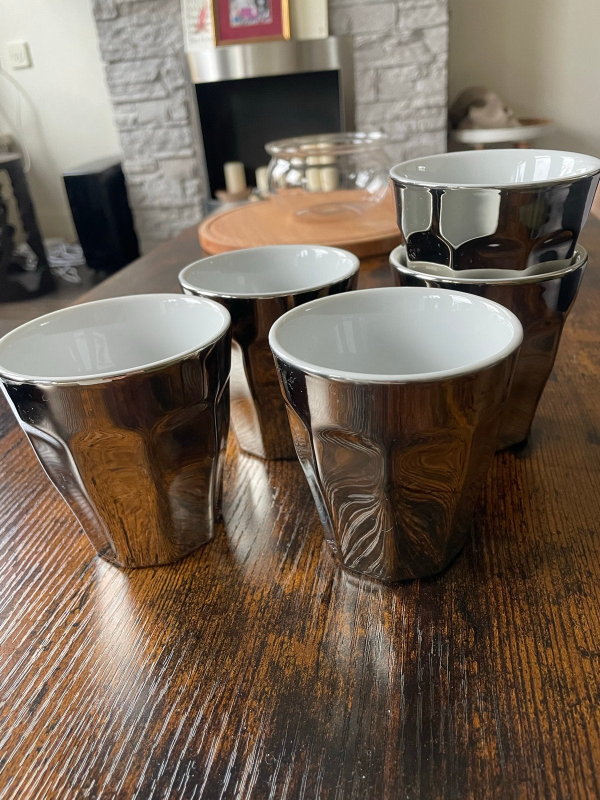 Set van 5 HEMA keramische bekers - Zilverkleurig, Zilver, Ophalen of Verzenden, Steen/keramiek, Overige typen