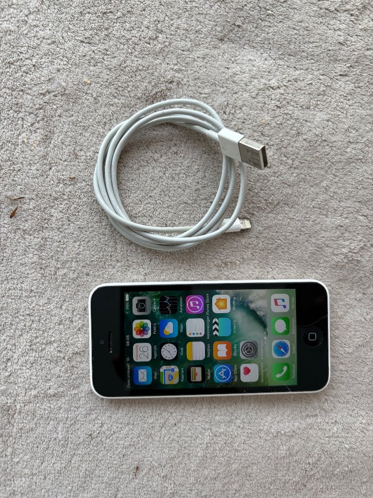 iPhone 5c Wit 8GB met laadkabel, Telecommunicatie, Mobiele telefoons | Apple iPhone, Gebruikt, Ophalen of Verzenden, 8 GB, Wit