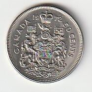 50  cent  1972  Canada. km. 75.1, Ophalen of Verzenden, Noord-Amerika, Losse munt