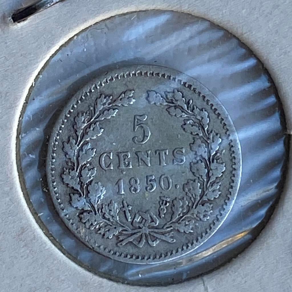 5 Cent Zilver uit 1850 van Willem III, Postzegels en Munten, Munten | Nederland, Koning Willem III, Verzenden, Zilver, Losse munt