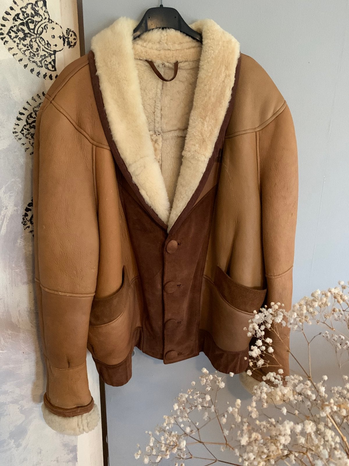 Vintage shearling lammy coat M L, -, Maat 42/44 (L), Ophalen of Verzenden, Zo goed als nieuw