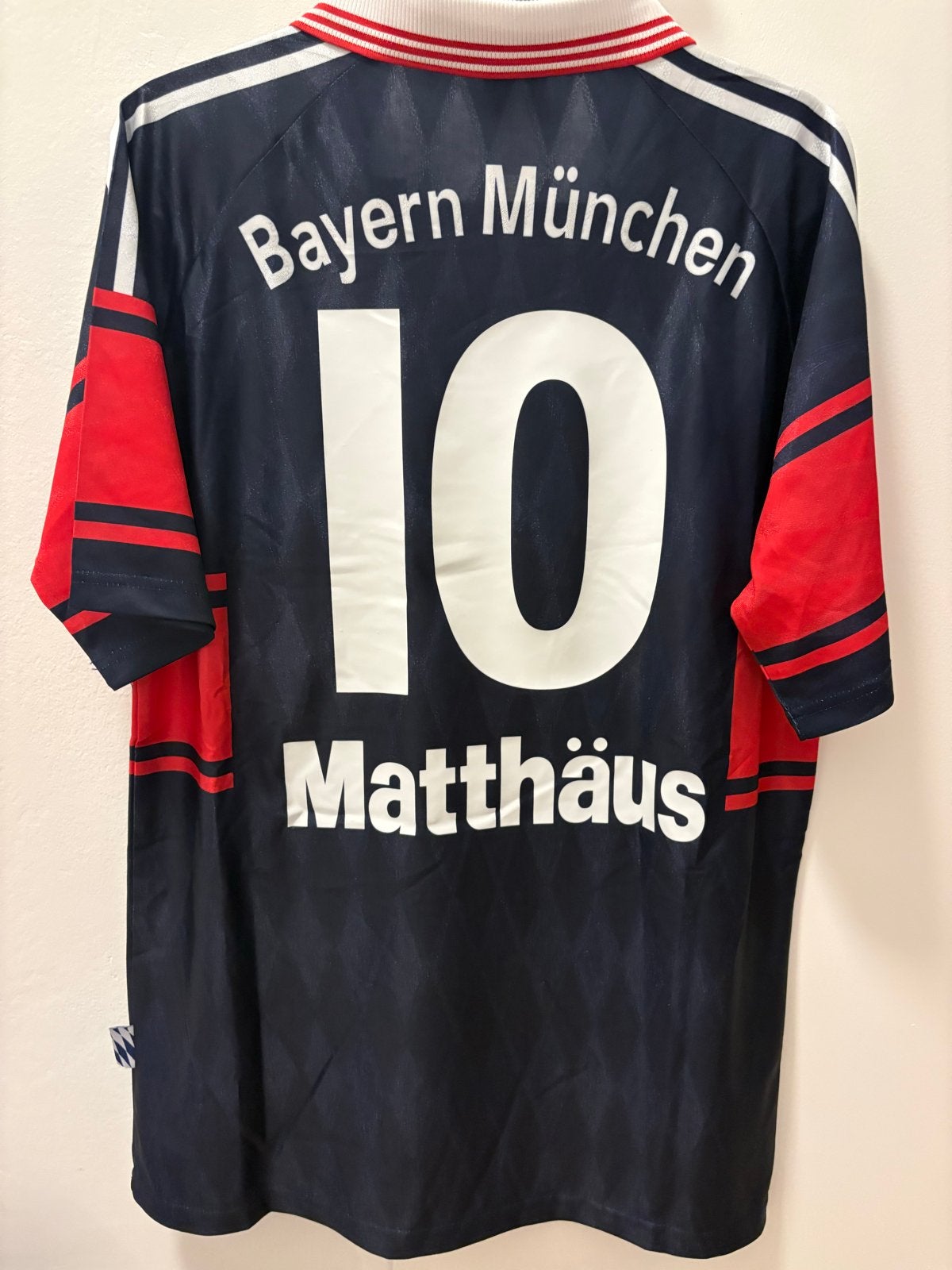 Vintage FC Bayern München Matthäus 10 voetbalshirt Large, Blauw, Nieuw, Ophalen of Verzenden, Maat 42/44 (L)