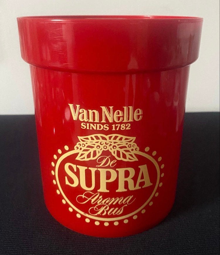 Rode kunststof koffie voorraadbus van Van Nelle Supra Aroma., Ophalen of Verzenden, Zo goed als nieuw, Gebruiksvoorwerp
