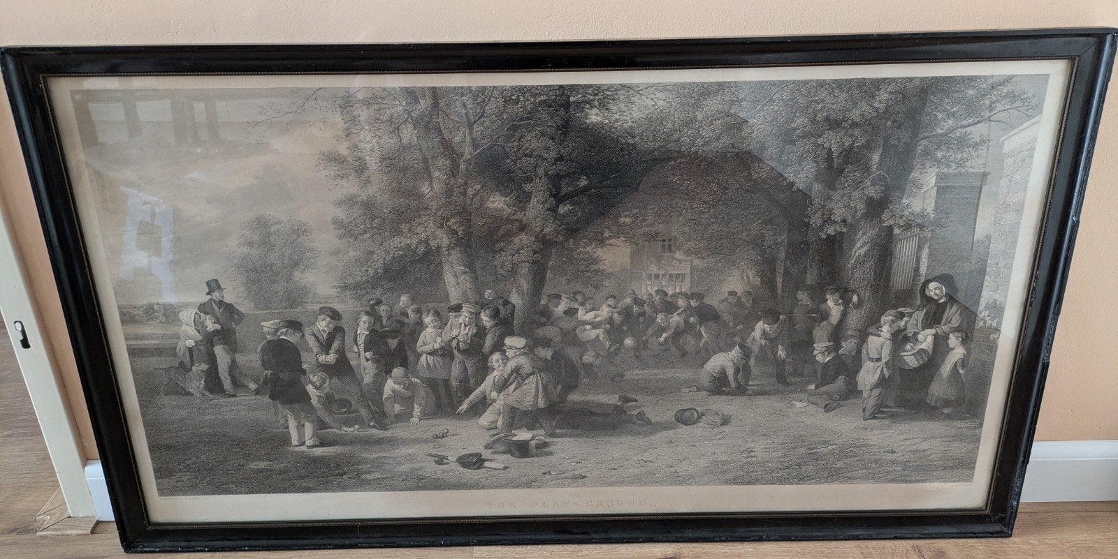 Zeldzame antieke Gravure 'The Play-Ground' - van F. Joubert., Antiek en Kunst, Kunst | Etsen en Gravures, Dagelijks leven, Ingelijst