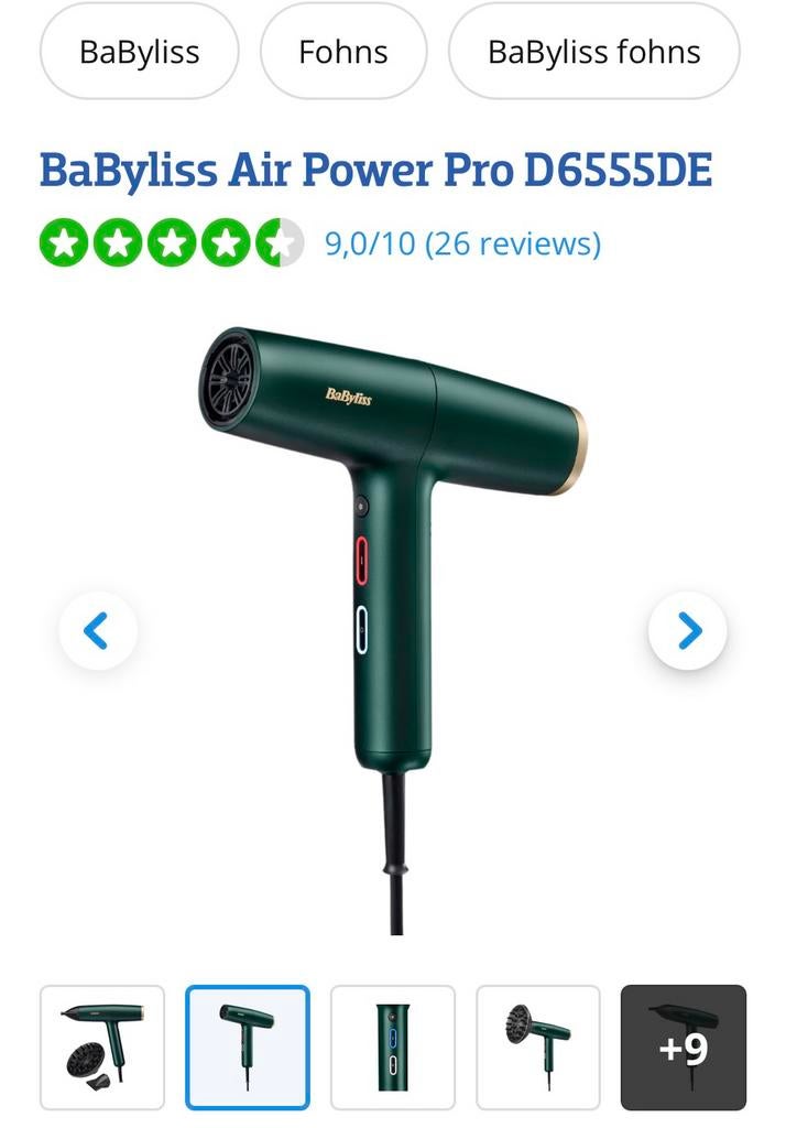 Babyliss air pro föhn met gratis opzetstukken (gloed nieuw!), Ophalen, Nieuw, Föhn of Haardroger