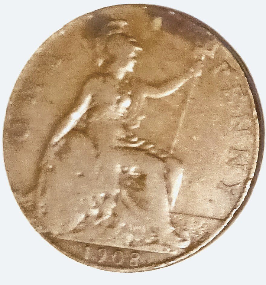 Foto 7 van Compl serie:King Edward-9 Britse One Penny munten:1902-1910